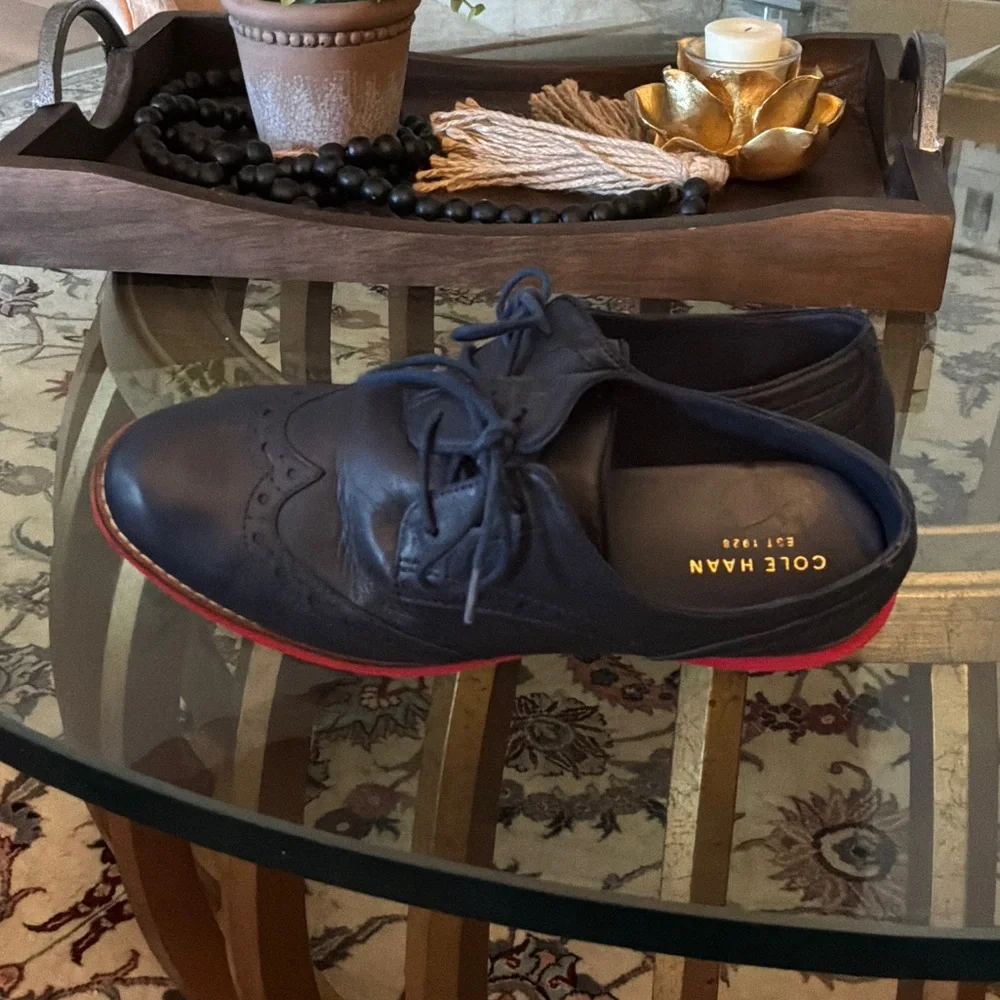 Cole Haan Black Oxfords with Red Sole - Picture 3 of 5